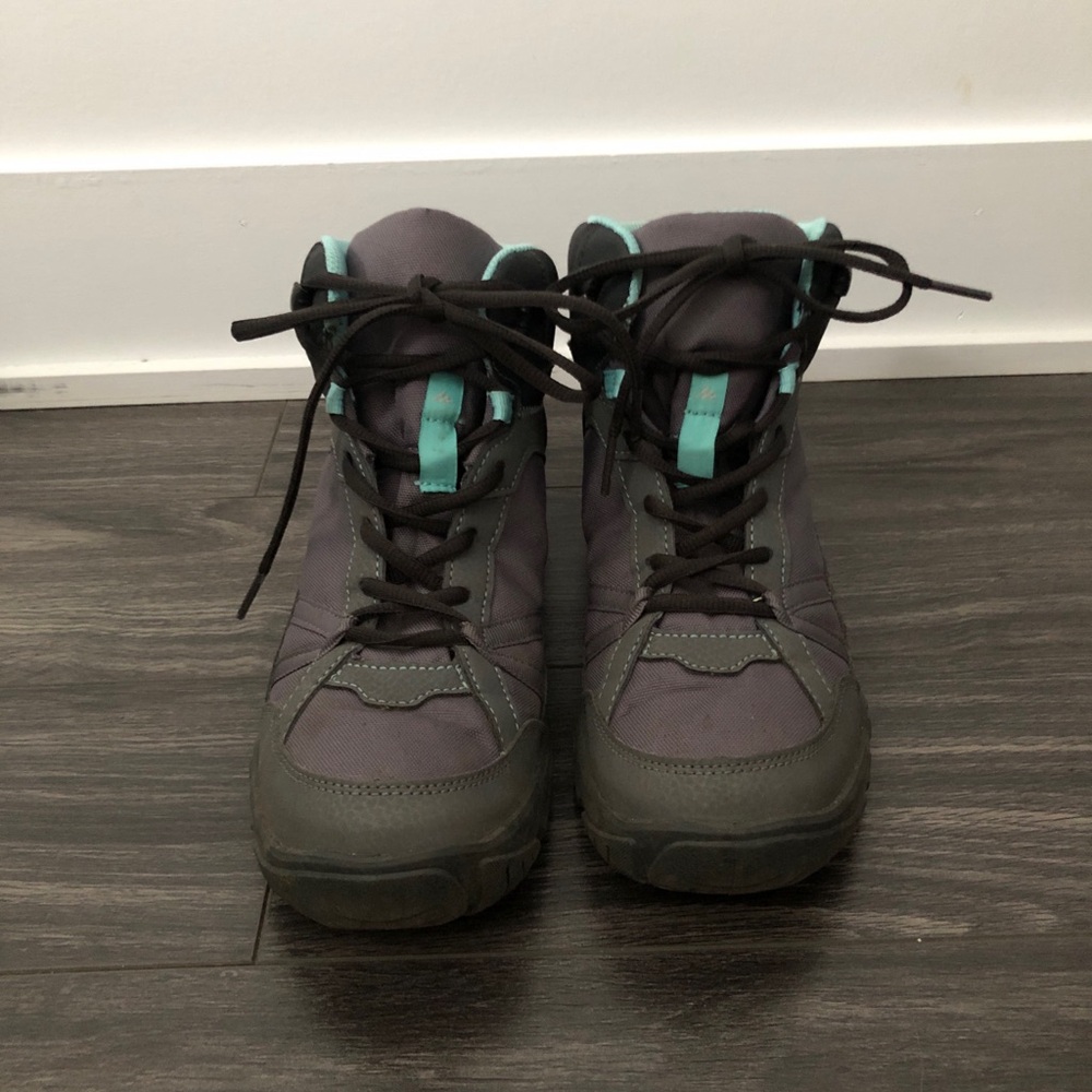 Women's Gray and Turquoise Decathlon Hiking boots